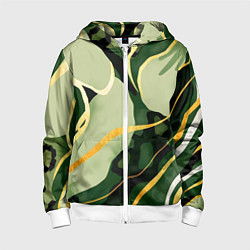 Детская толстовка на молнии Зеленый природный паттерн