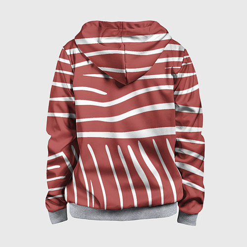 Детская толстовка на молнии Полоски красной зебры / 3D-Меланж – фото 2