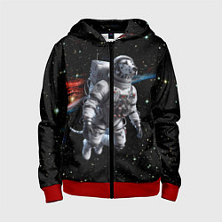 Толстовка на молнии детская The dalmatian brave cosmonaut - ai art, цвет: 3D-красный