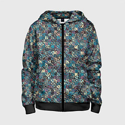 Детская толстовка на молнии Бордово-голубой квадратный паттерн