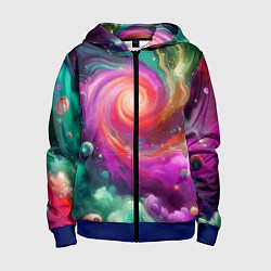 Толстовка на молнии детская Космическая неоновая фантазия - нейроарт, цвет: 3D-синий