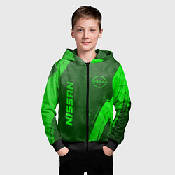 Толстовка на молнии детская Nissan - green gradient вертикально, цвет: 3D-черный — фото 2