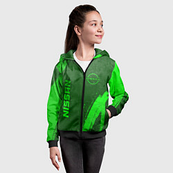 Толстовка на молнии детская Nissan - green gradient вертикально, цвет: 3D-черный — фото 2