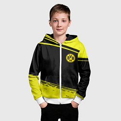 Толстовка на молнии детская Borussia жёлтые полосы, цвет: 3D-белый — фото 2