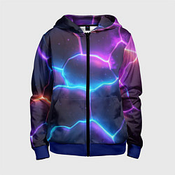 Детская толстовка на молнии Синие и фиолетовые молнии в разломе
