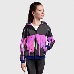 Толстовка на молнии детская Фиолетовая текстура на черном фоне, цвет: 3D-синий — фото 2