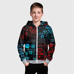 Толстовка на молнии детская Twenty one pilots rock pattern, цвет: 3D-меланж — фото 2