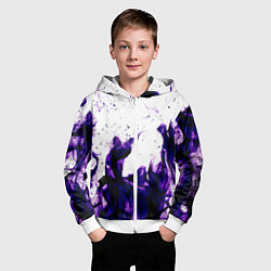 Толстовка на молнии детская Фиолетовый огонь текстура, цвет: 3D-белый — фото 2