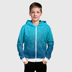 Толстовка на молнии детская Лазурный голубой текстурный градиент, цвет: 3D-белый — фото 2
