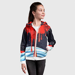 Толстовка на молнии детская Красная клякса объемная текстура, цвет: 3D-белый — фото 2