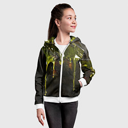 Толстовка на молнии детская Зеленая грязная текстура, цвет: 3D-белый — фото 2