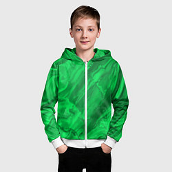 Толстовка на молнии детская Зелёный малахитовый абстракция камень, цвет: 3D-белый — фото 2