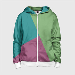 Толстовка на молнии детская Сине-зелёно-розовый тёмный трёхцветный, цвет: 3D-белый