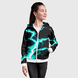 Толстовка на молнии детская Color light blue black, цвет: 3D-белый — фото 2