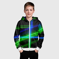 Толстовка на молнии детская Color blue black green, цвет: 3D-белый — фото 2