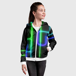 Толстовка на молнии детская Color blue black green stripe, цвет: 3D-белый — фото 2