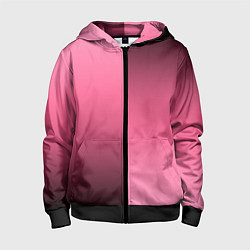 Толстовка на молнии детская Розовый с затемнением градиент пополам, цвет: 3D-черный