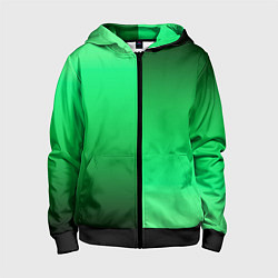 Детская толстовка на молнии Чёрно-зелёный градиент пополам