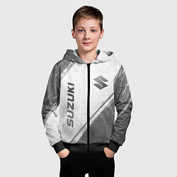 Толстовка на молнии детская Suzuki - white gradient вертикально, цвет: 3D-черный — фото 2