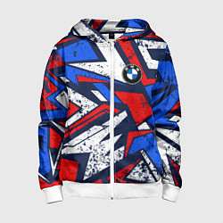 Толстовка на молнии детская BMW - m colors, цвет: 3D-белый