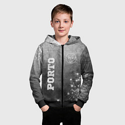 Толстовка на молнии детская Porto - grey gradient вертикально, цвет: 3D-черный — фото 2