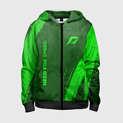 Детская толстовка на молнии Need for Speed - green gradient вертикально