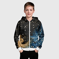 Толстовка на молнии детская Черно-синий фон текстура, цвет: 3D-белый — фото 2