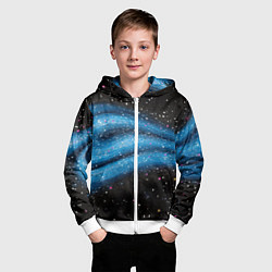 Толстовка на молнии детская Синяя абстрактная текстура на черном, цвет: 3D-белый — фото 2