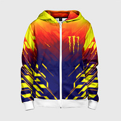 Толстовка на молнии детская Monster energy geometry yellow, цвет: 3D-белый