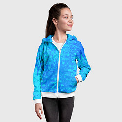 Толстовка на молнии детская Голубой неоновый абстрактная текстура, цвет: 3D-белый — фото 2