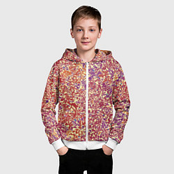 Толстовка на молнии детская Оранжево-розовый пёстрый паттерн мелкий рисунок, цвет: 3D-белый — фото 2