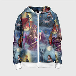 Толстовка на молнии детская Ведьмы и волшебницы, цвет: 3D-белый