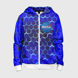 Толстовка на молнии детская Nasa голубая броня, цвет: 3D-белый
