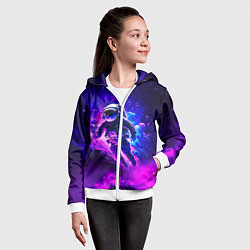Толстовка на молнии детская Космонавт в неоновых облаках, цвет: 3D-белый — фото 2