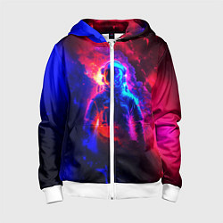 Толстовка на молнии детская Космонавт в пламени, цвет: 3D-белый