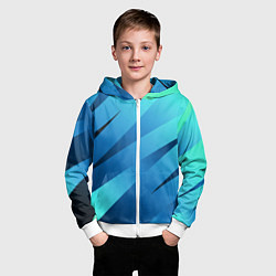 Толстовка на молнии детская Сине-голубой абстрактные полосы, цвет: 3D-белый — фото 2