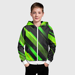Толстовка на молнии детская Color black green, цвет: 3D-белый — фото 2