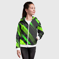 Толстовка на молнии детская Color black green, цвет: 3D-белый — фото 2