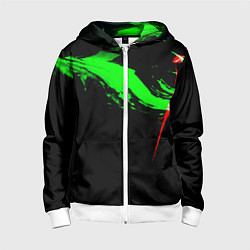 Толстовка на молнии детская Color black green red, цвет: 3D-белый