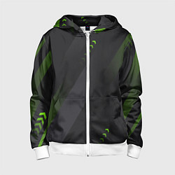Толстовка на молнии детская Color black green, цвет: 3D-белый