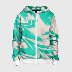Толстовка на молнии детская Color white turquoise, цвет: 3D-белый