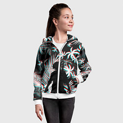 Толстовка на молнии детская Pubg тропики глитч, цвет: 3D-белый — фото 2