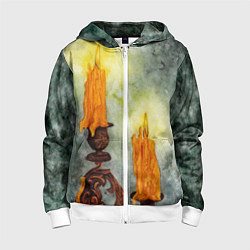 Детская толстовка на молнии Две горящие свечи в темноте