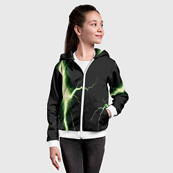 Толстовка на молнии детская Lightning yellow текстура, цвет: 3D-белый — фото 2