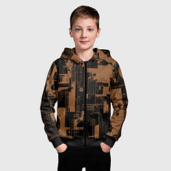 Толстовка на молнии детская Чёрно-коричневый абстракция геометричный, цвет: 3D-черный — фото 2