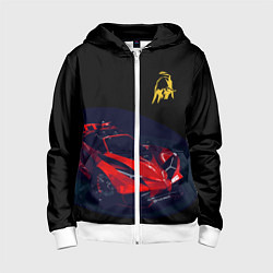 Толстовка на молнии детская Lamborghini Diverso - motorsport, цвет: 3D-белый