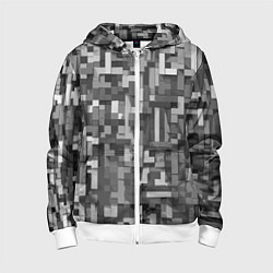 Толстовка на молнии детская Серый геометричные полоски, цвет: 3D-белый