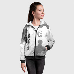 Толстовка на молнии детская Among Us - white gradient вертикально, цвет: 3D-черный — фото 2