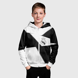 Толстовка на молнии детская Real Madrid geometry black, цвет: 3D-белый — фото 2