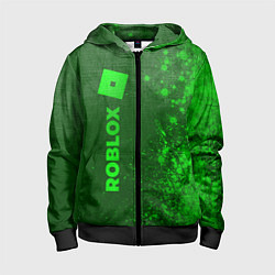 Толстовка на молнии детская Roblox - green gradient по-вертикали, цвет: 3D-черный